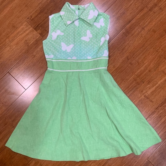 Ruth of Carolina Other - Vintage late 60’s sleeveless collared butterfly print sherbert green dress sz 12